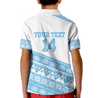 Fiji Rugby 2025 Custom Kid Polo Shirt Fijian Tapa Toso Viti Toso - White
