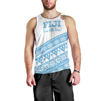 Fiji Rugby 2025 Custom Men Tank Top Fijian Tapa Toso Viti Toso - White