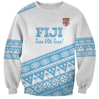 Fiji Rugby 2025 Custom Sweatshirt Fijian Tapa Toso Viti Toso - White