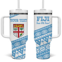 Fiji Rugby 2025 Custom Tumbler With Handle Fijian Tapa Toso Viti Toso - White LT14 One Size: 40 oz White - Polynesian Pride