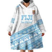 Fiji Rugby 2025 Custom Wearable Blanket Hoodie Fijian Tapa Toso Viti Toso - White LT14 - Polynesian Pride