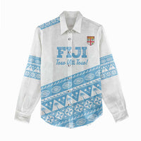 Fiji Rugby 2025 Custom Women Casual Shirt Fijian Tapa Toso Viti Toso - White