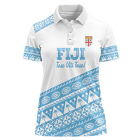 Fiji Rugby 2025 Custom Women Polo Shirt Fijian Tapa Toso Viti Toso - White