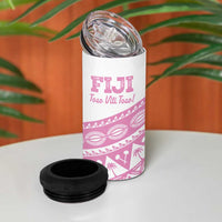 Fiji Rugby 2025 Custom 4 in 1 Can Cooler Tumbler Fijian Tapa Toso Viti Toso - Pink LT14 - Polynesian Pride