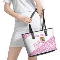 Fiji Rugby 2025 Custom Leather Tote Bag Fijian Tapa Toso Viti Toso - Pink LT14 - Polynesian Pride