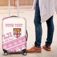 Fiji Rugby 2025 Custom Luggage Cover Fijian Tapa Toso Viti Toso - Pink LT14 Pink - Polynesian Pride