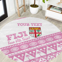 Fiji Rugby 2025 Custom Round Carpet Fijian Tapa Toso Viti Toso - Pink