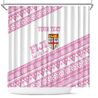 Fiji Rugby 2025 Custom Shower Curtain Fijian Tapa Toso Viti Toso - Pink