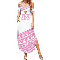 Fiji Rugby 2025 Custom Summer Maxi Dress Fijian Tapa Toso Viti Toso - Pink LT14 Women Pink - Polynesian Pride