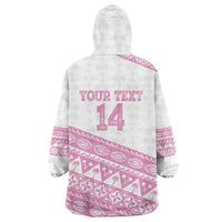 Fiji Rugby 2025 Custom Wearable Blanket Hoodie Fijian Tapa Toso Viti Toso - Pink LT14 - Polynesian Pride