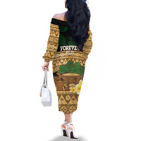 Bula Fiji Kava Bowl Family Matching Off The Shoulder Long Sleeve Dress and Hawaiian Shirt Fijian Tapa Cloth Vintage Vibe