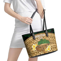 Bula Fiji Kava Bowl Leather Tote Bag Fijian Tapa Cloth Vintage Vibe