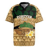 Bula Fiji Kava Bowl Rugby Jersey Fijian Tapa Cloth Vintage Vibe LT14 Brown - Polynesian Pride