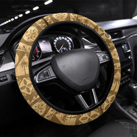 Bula Fiji Kava Bowl Steering Wheel Cover Fijian Tapa Cloth Vintage Vibe LT14 Universal Fit Brown - Polynesian Pride