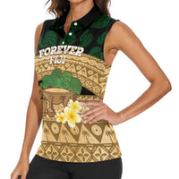 Bula Fiji Kava Bowl Women Sleeveless Polo Shirt Fijian Tapa Cloth Vintage Vibe LT14 - Polynesian Pride