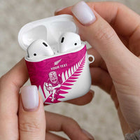 New Zealand Silver Fern Rugby Custom AirPods Case Go All Black Maori Pink Version - Polynesian Pride