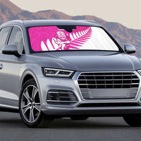 New Zealand Silver Fern Rugby Custom Auto Sun Shade Go All Black Maori Pink Version - Polynesian Pride