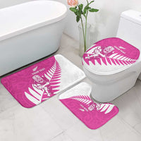 New Zealand Silver Fern Rugby Custom Bathroom Set Go All Black Maori Pink Version - Polynesian Pride