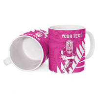 New Zealand Silver Fern Rugby Custom Ceramic Mug Go All Black Maori Pink Version - Polynesian Pride