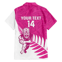 New Zealand Silver Fern Rugby Custom Family Matching Long Sleeve Bodycon Dress and Hawaiian Shirt Go All Black Maori Pink Version