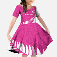 New Zealand Silver Fern Rugby Custom Family Matching Puletasi and Hawaiian Shirt Go All Black Maori Pink Version