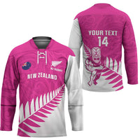 New Zealand Silver Fern Rugby Custom Hockey Jersey Go All Black Maori Pink Version LT14 - Polynesian Pride