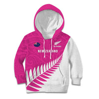 New Zealand Silver Fern Rugby Custom Kid Hoodie Go All Black Maori Pink Version