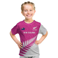 New Zealand Silver Fern Rugby Custom Kid T Shirt Go All Black Maori Pink Version LT14 Pink - Polynesian Pride