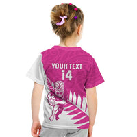 New Zealand Silver Fern Rugby Custom Kid T Shirt Go All Black Maori Pink Version LT14 - Polynesian Pride