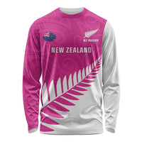 New Zealand Silver Fern Rugby Custom Long Sleeve Shirt Go All Black Maori Pink Version LT14 Unisex Pink - Polynesian Pride