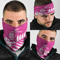 New Zealand Silver Fern Rugby Custom Neck Gaiter Go All Black Maori Pink Version - Polynesian Pride