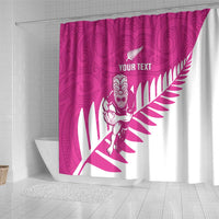 New Zealand Silver Fern Rugby Custom Shower Curtain Go All Black Maori Pink Version