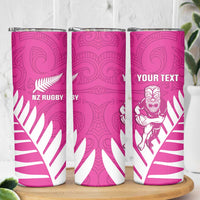 New Zealand Silver Fern Rugby Custom Skinny Tumbler Go All Black Maori Pink Version LT14 - Polynesian Pride