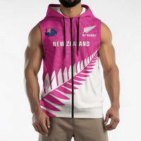 New Zealand Silver Fern Rugby Custom Sleeveless Zip Hoodie Go All Black Maori Pink Version LT14 - Polynesian Pride
