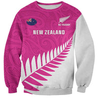 New Zealand Silver Fern Rugby Custom Sweatshirt Go All Black Maori Pink Version