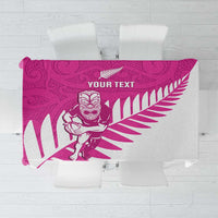 New Zealand Silver Fern Rugby Custom Tablecloth Go All Black Maori Pink Version