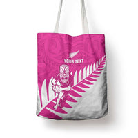 New Zealand Silver Fern Rugby Custom Tote Bag Go All Black Maori Pink Version - Polynesian Pride
