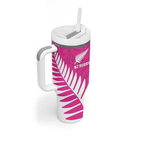 New Zealand Silver Fern Rugby Custom Tumbler With Handle Go All Black Maori Pink Version LT14 - Polynesian Pride