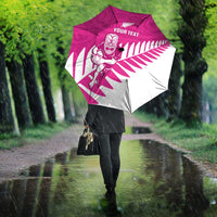 New Zealand Silver Fern Rugby Custom Umbrella Go All Black Maori Pink Version - Polynesian Pride