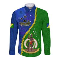 Vanuatu Malampa Province Long Sleeve Button Shirt Turtle Sand Drawing Unique Tapa Pattern LT14 Unisex Green - Polynesian Pride