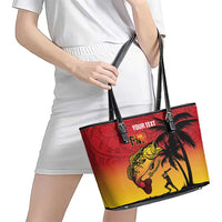 Custom Papua New Guinea Cricket Leather Tote Bag PNG Barramundis - Polynesian Pride