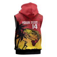 Custom Papua New Guinea Cricket Sleeveless Zip Hoodie PNG Barramundis - Polynesian Pride