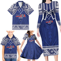 Custom Samoa Cricket Family Matching Long Sleeve Bodycon Dress and Hawaiian Shirt Go Champions Samoan - Polynesian Pride