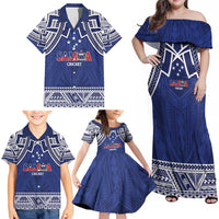 Custom Samoa Cricket Family Matching Off Shoulder Maxi Dress and Hawaiian Shirt Go Champions Samoan - Polynesian Pride