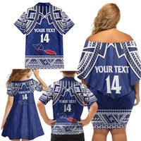 Custom Samoa Cricket Family Matching Off Shoulder Short Dress and Hawaiian Shirt Go Champions Samoan LT14 - Polynesian Pride