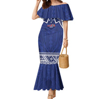 Custom Samoa Cricket Mermaid Dress Go Champions Samoan LT14 Women Blue - Polynesian Pride
