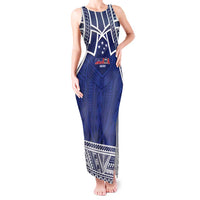 Custom Samoa Cricket Tank Maxi Dress Go Champions Samoan LT14 Women Blue - Polynesian Pride
