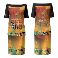 Personalised Papua New Guinea Independence Day Couples Matching Puletasi and Long Sleeve Button Shirt One People One Nation One Country