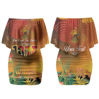 Personalised Papua New Guinea Independence Day Family Matching Off Shoulder Short Dress and Hawaiian Shirt One People One Nation One Country