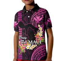 Hawaii Kid Polo Shirt Pray For Maui Hawaiian Plumeria Be Strong Pink Verison LT14 Kid Pink - Polynesian Pride
